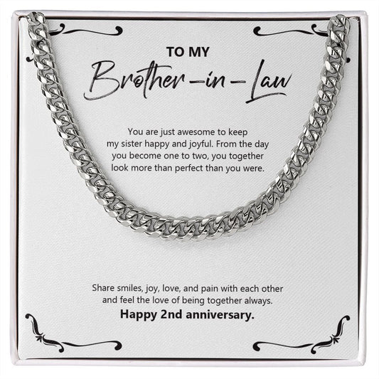 "You Are Awesome" Brother In Law 2nd Wedding Anniversary Necklace Gift From Sister-In-Law Brother-In-Law Cuban Link Chain Jewelry Box