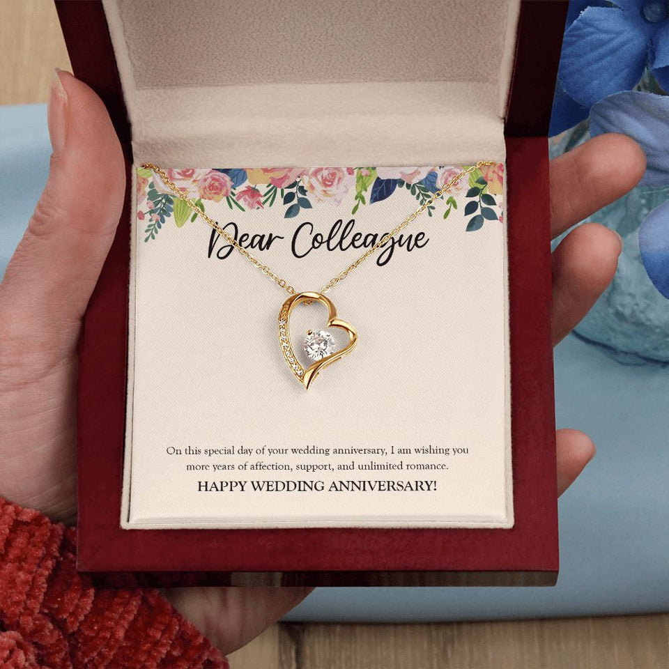 "More Years Of Affection" Colleague Wedding Anniversary Necklace Gift From Co-worker Forever Love Pendant Jewelry Box