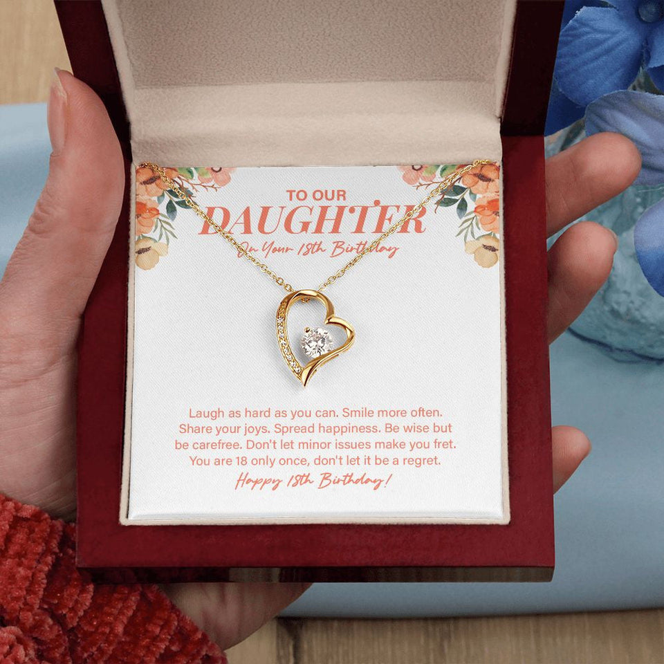 "Smile More Often" Daughter 18th Birthday Necklace Gift From Mom Dad Forever Love Pendant Jewelry Box