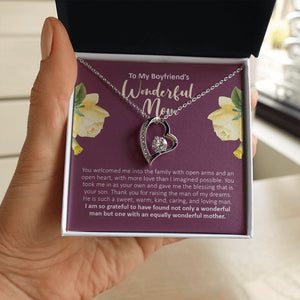 "Equally Wonderful" Boyfriend's Mom Necklace Gift Forever Love Pendant Jewelry Box Birthday Wedding Christmas Thanksgiving