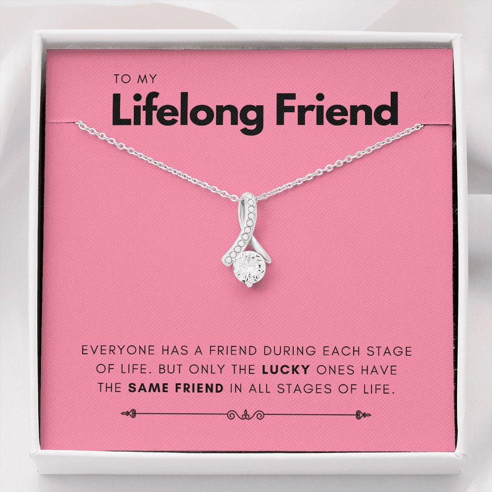 "Only The Lucky Ones" Lifelong Friend Necklace Gift From Bestfriend BFF Soul Sister Alluring Beauty Pendant Jewelry Box Birthday New Year Christmas Wedding