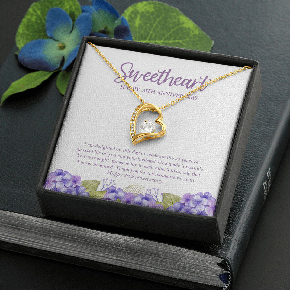 "Immense Joy To Each Other" Sweetheart Niece 30th Wedding Anniversary Necklace Gift From Aunt Uncle Forever Love Pendant Jewelry Box