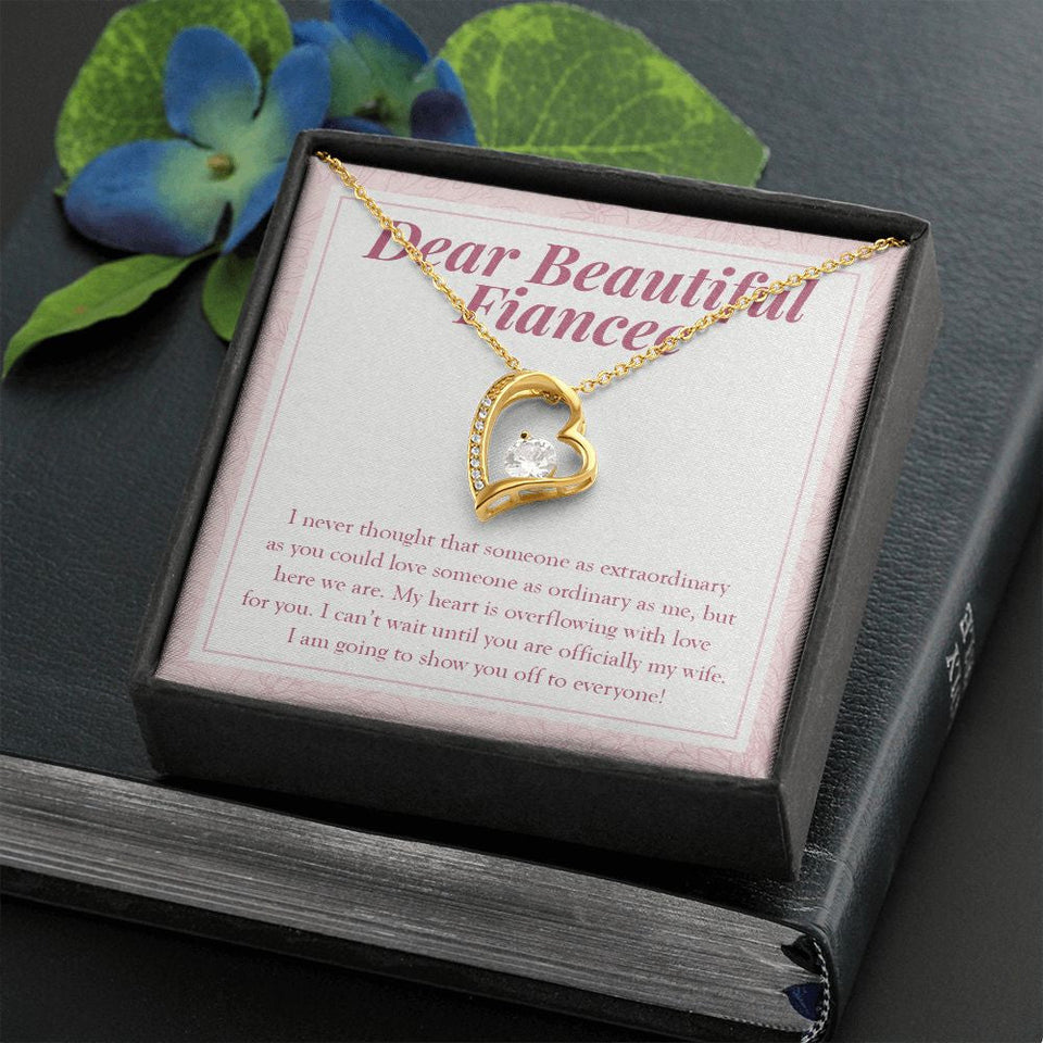 "Overflowing with Love for You" Beautiful Fiancee Necklace Gift From Fiance Future Husband Forever Love Pendant Jewelry Box Valentines Wedding Engagement Birthday