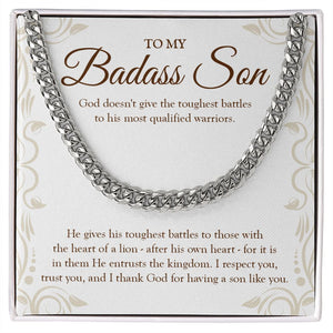 "Heart Of A Lion" Badass Son Necklace Gift From Mom Dad Cuban Link Chain Jewelry Box Graduation Christmas Thanksgiving New Year