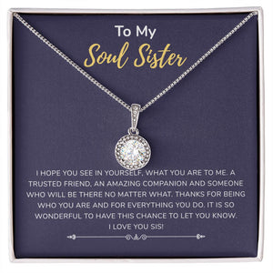 "Amazing Companion" Soul Sister Necklace Gift From Sis Brother Bestfriend Eternal Hope Pendant Jewelry Box Birthday Graduation Christmas Thanksgiving