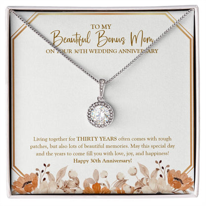 "Comes With Rough Patches" Beautiful Bonus Mom 30th Wedding Anniversary Necklace Gift From Daughter Son Eternal Hope Pendant Jewelry Box