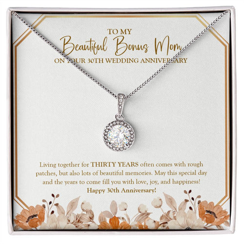 "Comes With Rough Patches" Beautiful Bonus Mom 30th Wedding Anniversary Necklace Gift From Daughter Son Eternal Hope Pendant Jewelry Box