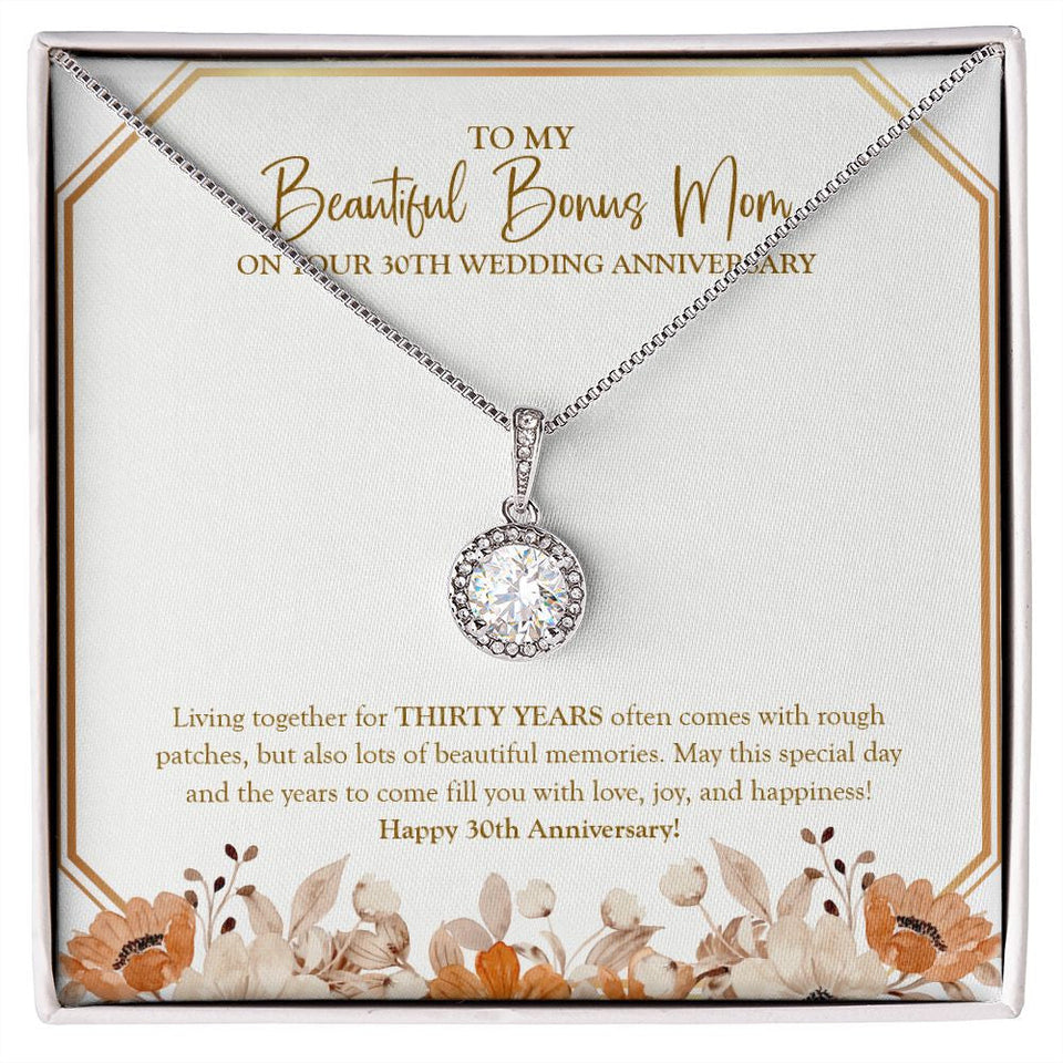 "Comes With Rough Patches" Beautiful Bonus Mom 30th Wedding Anniversary Necklace Gift From Daughter Son Eternal Hope Pendant Jewelry Box