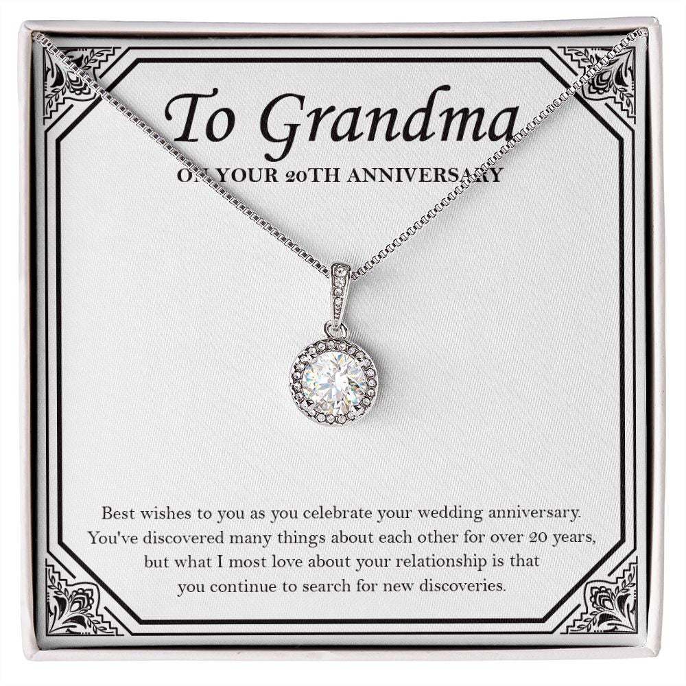 "New Discoveries Each Years" Grandma 20th Wedding Anniversary Necklace Gift From Granddaughter Grandson Eternal Hope Pendant Jewelry Box
