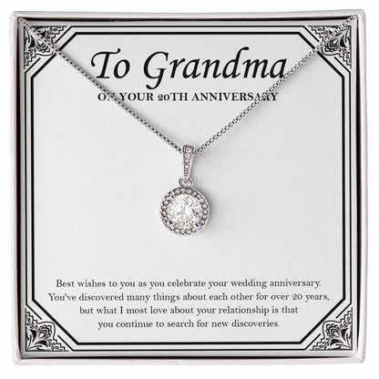 "New Discoveries Each Years" Grandma 20th Wedding Anniversary Necklace Gift From Granddaughter Grandson Eternal Hope Pendant Jewelry Box