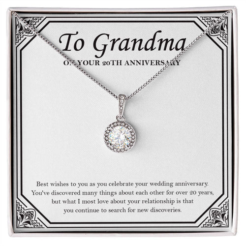 "New Discoveries Each Years" Grandma 20th Wedding Anniversary Necklace Gift From Granddaughter Grandson Eternal Hope Pendant Jewelry Box