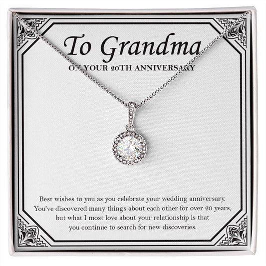 "New Discoveries Each Years" Grandma 20th Wedding Anniversary Necklace Gift From Granddaughter Grandson Eternal Hope Pendant Jewelry Box