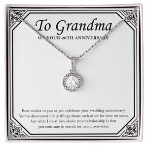 "New Discoveries Each Years" Grandma 20th Wedding Anniversary Necklace Gift From Granddaughter Grandson Eternal Hope Pendant Jewelry Box