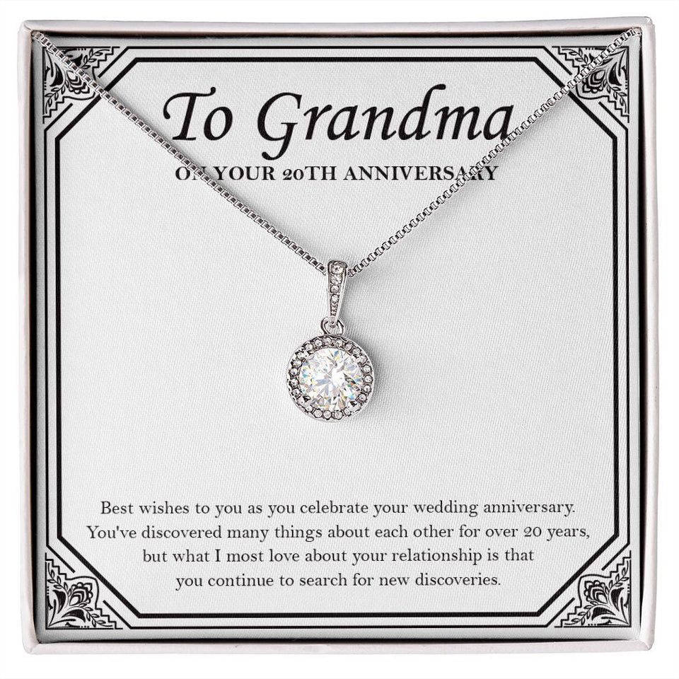 "New Discoveries Each Years" Grandma 20th Wedding Anniversary Necklace Gift From Granddaughter Grandson Eternal Hope Pendant Jewelry Box