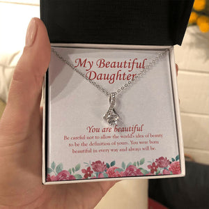"You Are Beautiful" Beautiful Daughter Necklace Gift From Mom Dad Parents Alluring Beauty Pendant Jewelry Box Christmas Birthday New Year Valentines