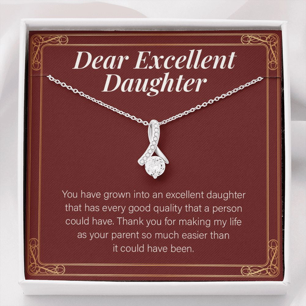 "Every Good Quality" Excellent Daughter Necklace Gift From Mom Dad Alluring Beauty Pendant Jewelry Box Birthday Graduation Christmas Wedding