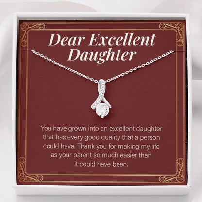 "Every Good Quality" Excellent Daughter Necklace Gift From Mom Dad Alluring Beauty Pendant Jewelry Box Birthday Graduation Christmas Wedding