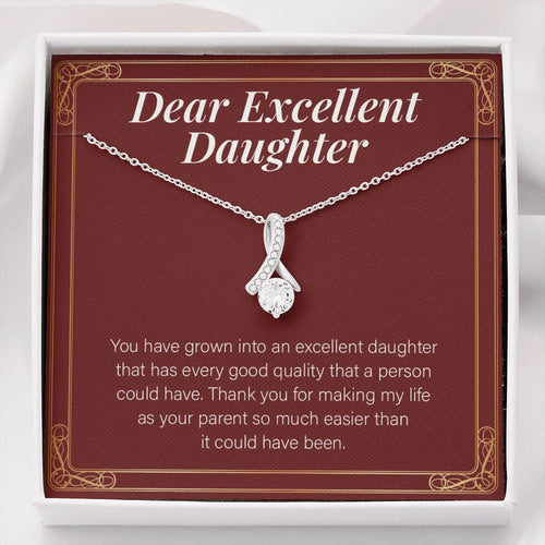 "Every Good Quality" Excellent Daughter Necklace Gift From Mom Dad Alluring Beauty Pendant Jewelry Box Birthday Graduation Christmas Wedding