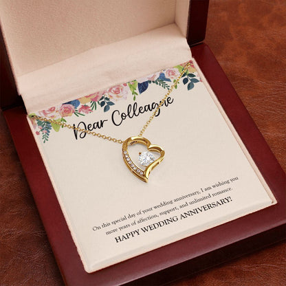 "More Years Of Affection" Colleague Wedding Anniversary Necklace Gift From Co-worker Forever Love Pendant Jewelry Box