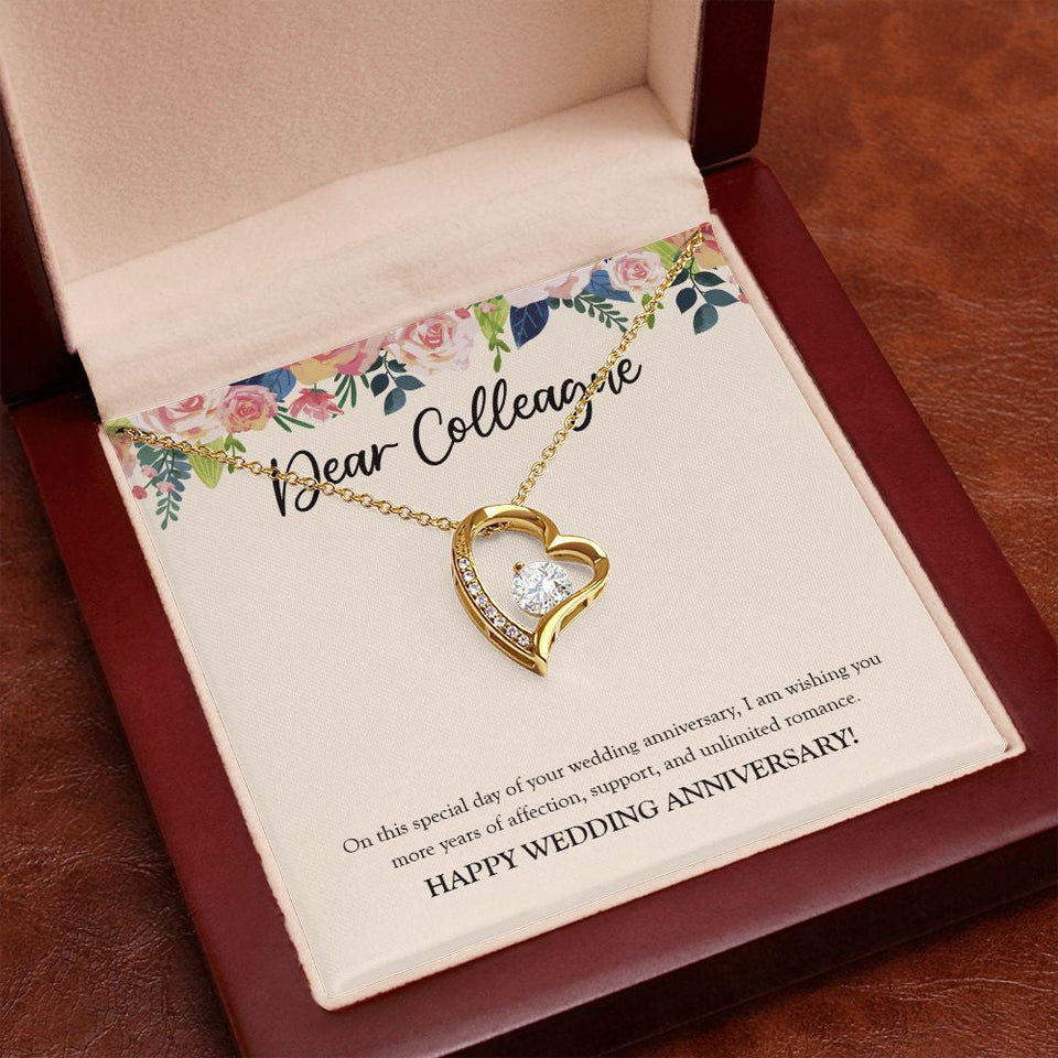 "More Years Of Affection" Colleague Wedding Anniversary Necklace Gift From Co-worker Forever Love Pendant Jewelry Box
