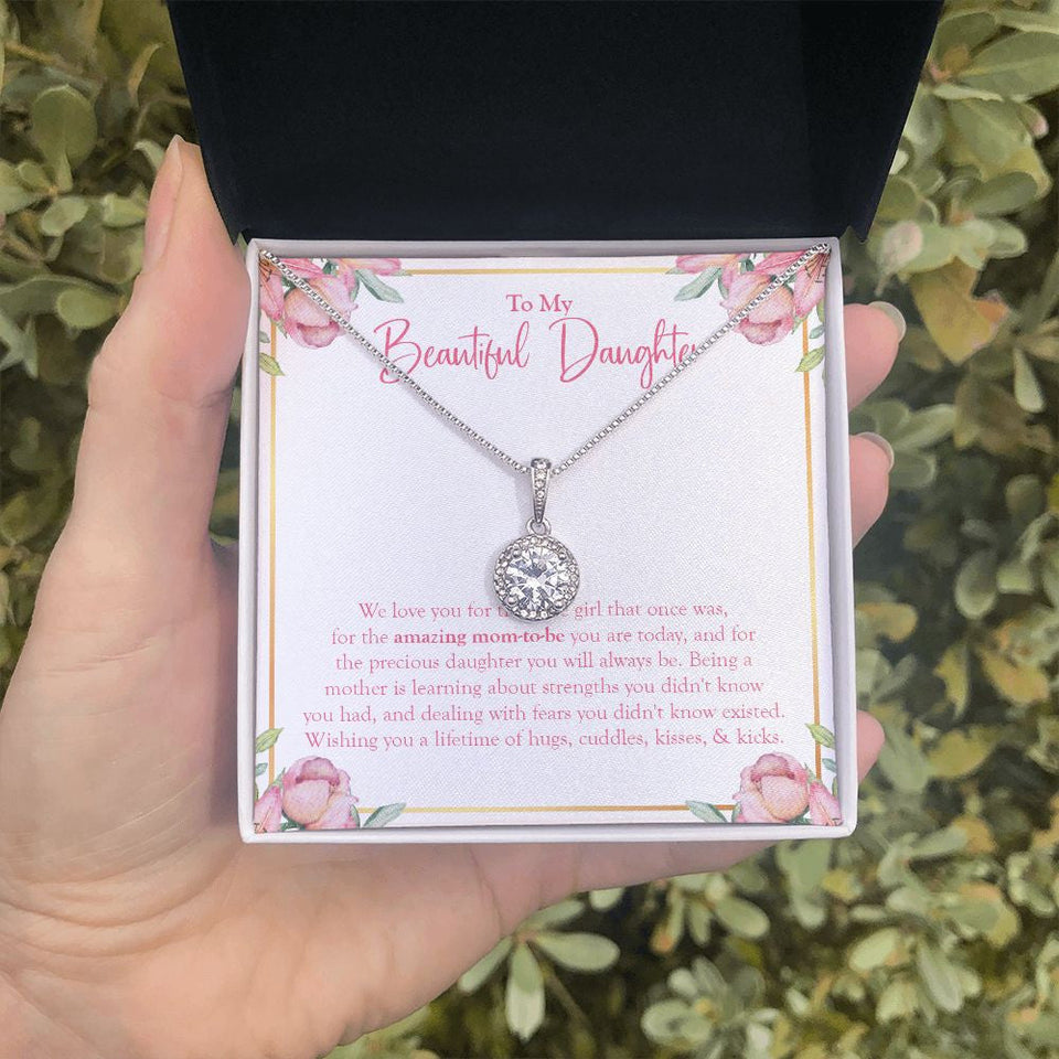 "Amazing Mom-To-Be" Beautiful Pregnant Daughter Necklace Gift From Mom Dad Eternal Hope Pendant Jewelry Box Baby Shower