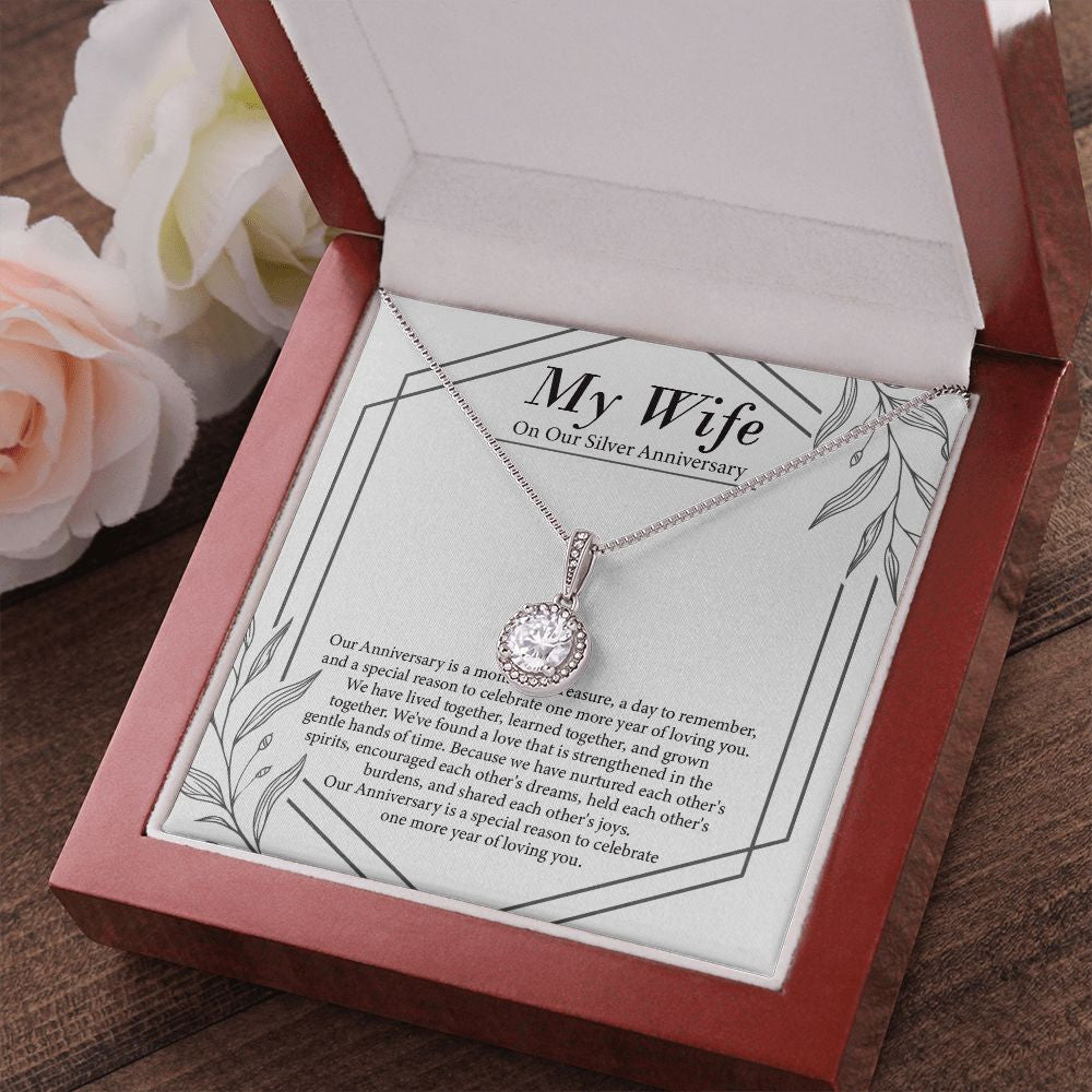 "Moment Of Treasure" Wife Silver Wedding Anniversary Necklace Gift From Husband Eternal Hope Pendant Jewelry Box