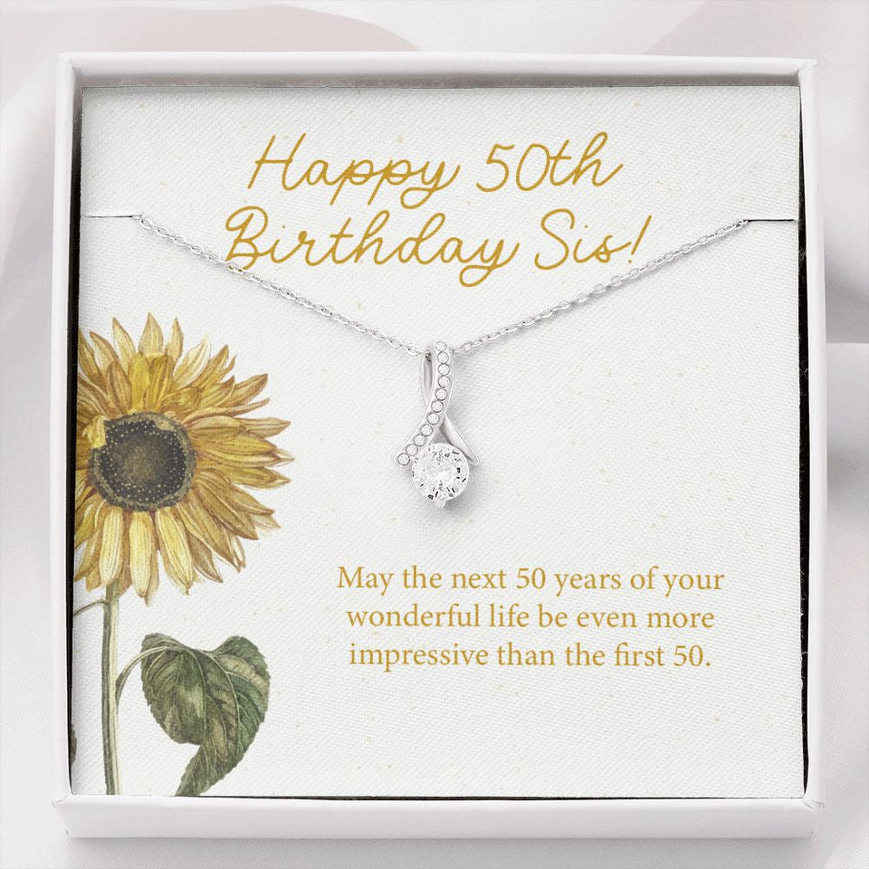 "Your Amazing Life" Sister 50th Birthday Necklace Gift From Brother Sibling Alluring Beauty Pendant Jewelry Box