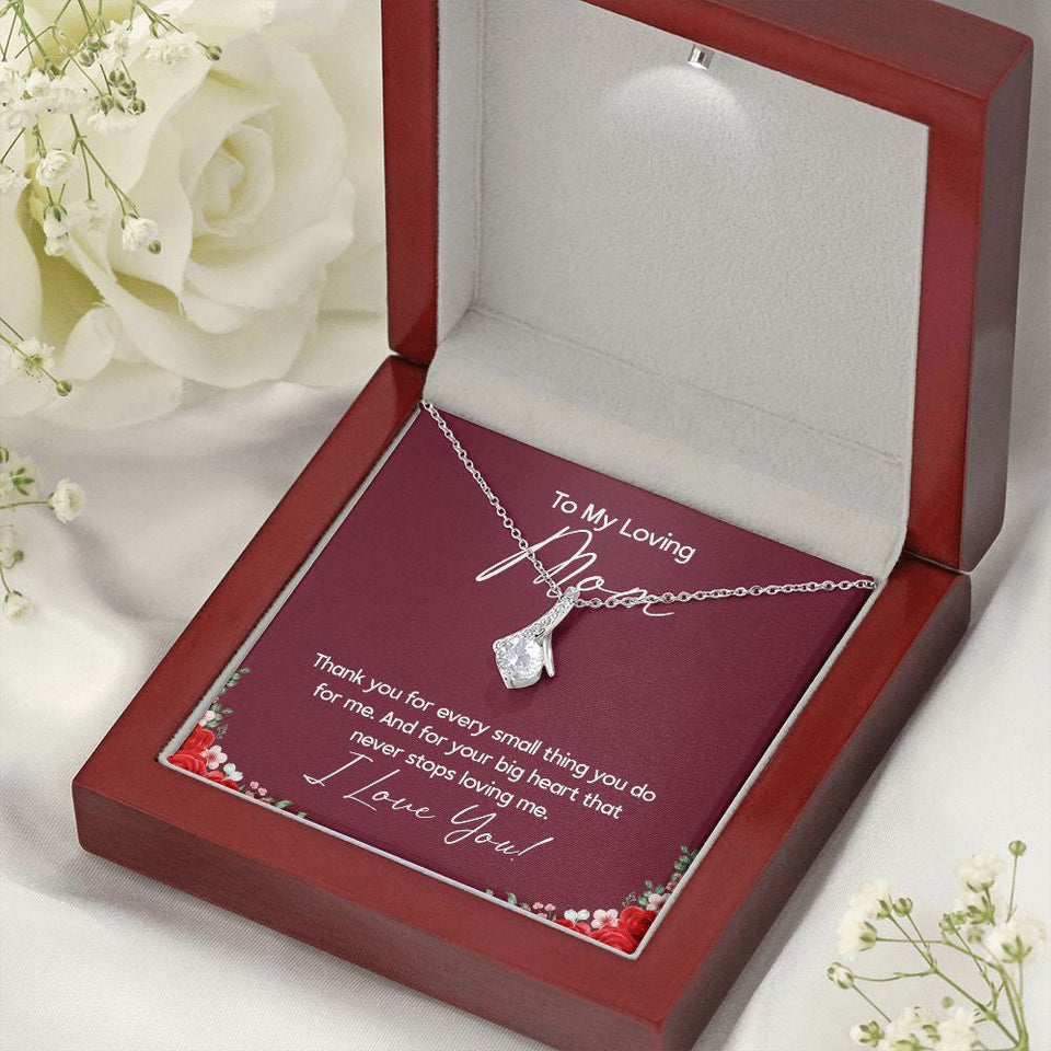 "Small Things Big Heart" Loving Mom Necklace Gift From Daughter Son Alluring Beauty Pendant Jewelry Box Mothers Day Birthday Christmas Valentines
