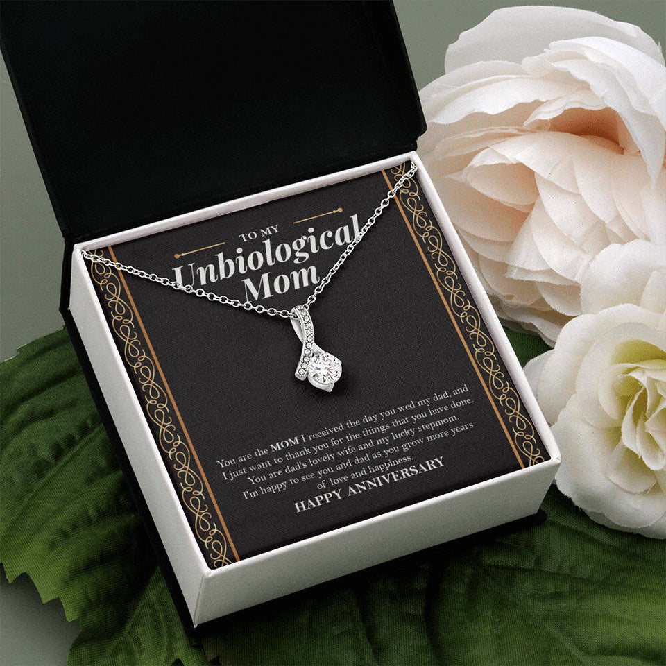 "Grow More Years Of Love" Unbiological Mom Wedding Anniversary Necklace Gift From Daughter Son Alluring Beauty Pendant Jewelry Box