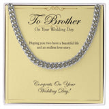 "Endless Love Story" Brother Wedding Day Necklace Gift From Sister Sibling Cuban Link Chain Jewelry Box