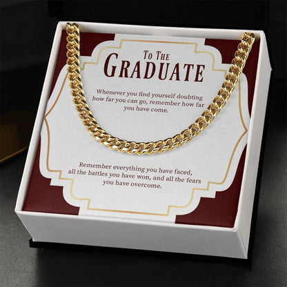 "How Far You Have Come" Graduation Necklace Gift From Parents Friends Family Cuban Link Chain Jewelry Box