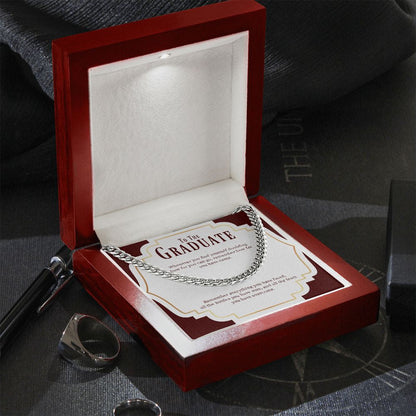 "How Far You Have Come" Graduation Necklace Gift From Parents Friends Family Cuban Link Chain Jewelry Box