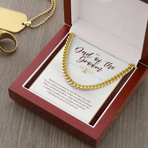 "Shining Example" Dad of the Groom Wedding Necklace Gift From Son Cuban Link Chain Jewelry Box