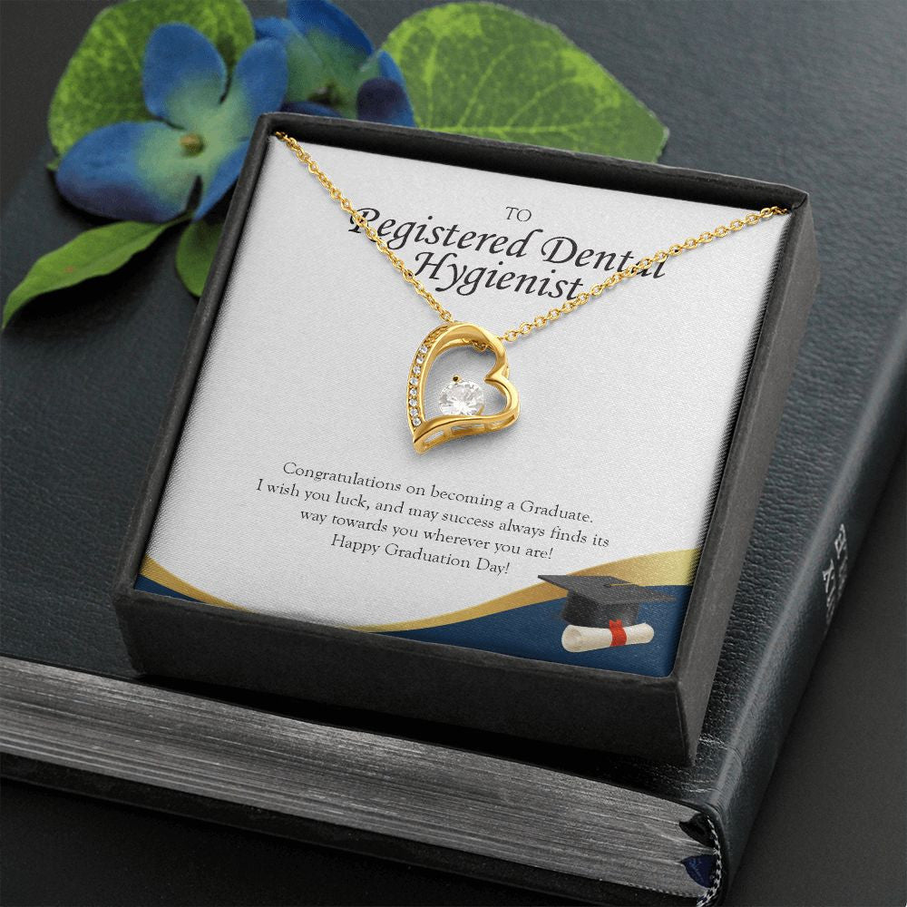 "Luck and Success" Registered Dental Hygienist Graduation Necklace Gift From Mom Dad Grandma Grandpa Bestfriend Classmate Forever Love Pendant Jewelry Box