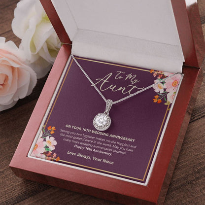 "Happy And Grateful" Aunt 10th Wedding Anniversary Necklace Gift From Niece Eternal Hope Pendant Jewelry Box