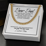 "Feel Loved Safe" Dad Necklace Gift From Daughter Son Cuban Link Chain Jewelry Box Fathers Day Birthday Christmas Valentines
