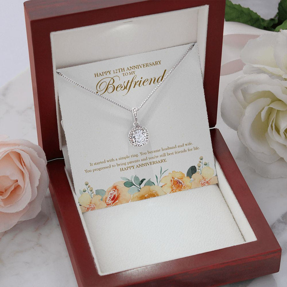 "A Simple Ring" Bestfriend 12th Wedding Anniversary Necklace Gift From Bestie BFF Soul Sister Eternal Hope Pendant Jewelry Box
