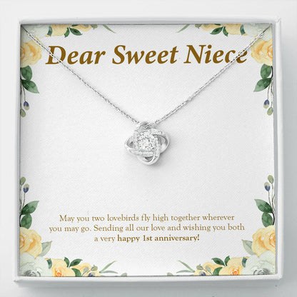 "Two Lovebirds" Sweet Niece 1st Wedding Anniversary Necklace Gift From Uncle Aunt Forever Love Pendant Jewelry Box