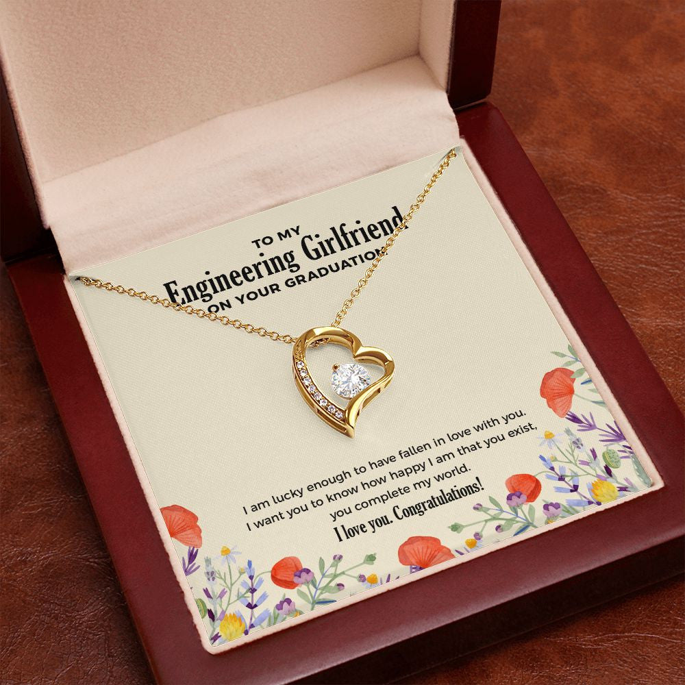 "Lucky To Fall In Love" Engineering Girlfriend Graduation Necklace Gift From Boyfriend Forever Love Pendant Jewelry Box