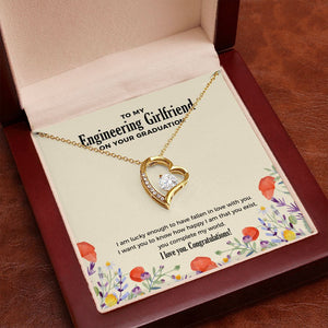 "Lucky To Fall In Love" Engineering Girlfriend Graduation Necklace Gift From Boyfriend Forever Love Pendant Jewelry Box