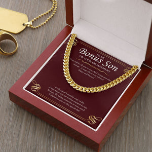 "Happy And Blessed" Bonus Son Engagement Necklace Gift From Mom Dad Parents Cuban Link Chain Jewelry Box