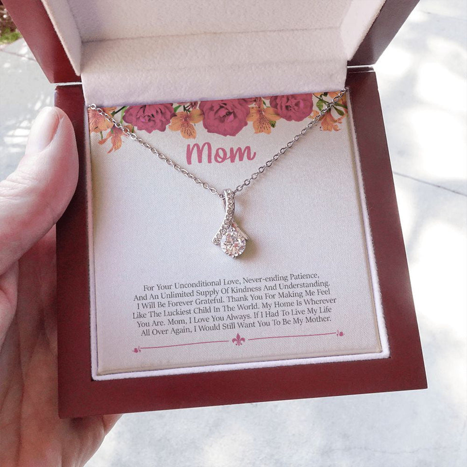 "Unconditional Love" Mom Necklace Gift From Daughter Son Alluring Beauty Pendant Jewelry Box Birthday Thanksgiving Christmas Mothers Day