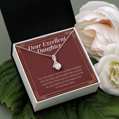 "Every Good Quality" Excellent Daughter Necklace Gift From Mom Dad Alluring Beauty Pendant Jewelry Box Birthday Graduation Christmas Wedding