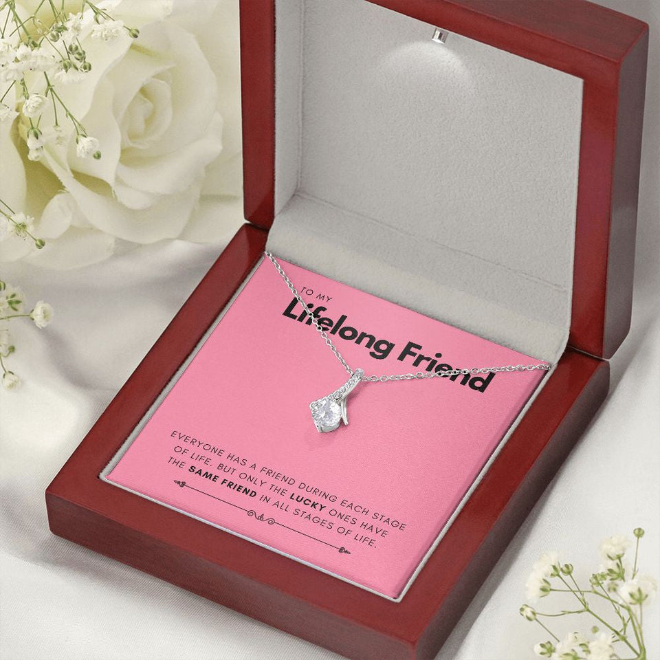 "Only The Lucky Ones" Lifelong Friend Necklace Gift From Bestfriend BFF Soul Sister Alluring Beauty Pendant Jewelry Box Birthday New Year Christmas Wedding