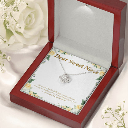 "Two Lovebirds" Sweet Niece 1st Wedding Anniversary Necklace Gift From Uncle Aunt Forever Love Pendant Jewelry Box
