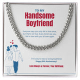 "Fall In Love Once" Handsome Boyfriend 8th Anniversary Necklace Gift From Girlfriend Cuban Link Chain Jewelry Box