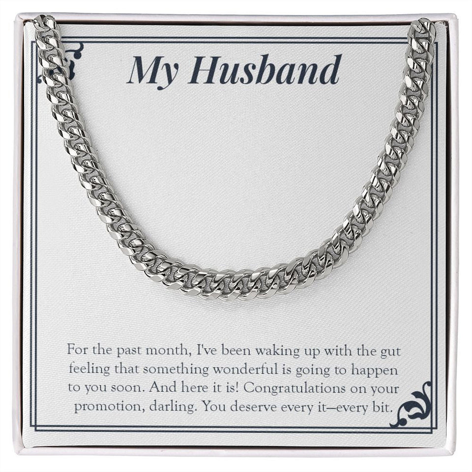 "Something Wonderful Is Gonna Happen" Husband Job Promotion Necklace Gift From Wife Cuban Link Chain Jewelry Box