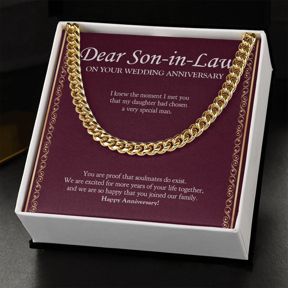 "Very Special Man" Son In Law Wedding Anniversary Necklace Gift From Mother-In-Law Father-In-Law Cuban Link Chain Jewelry Box