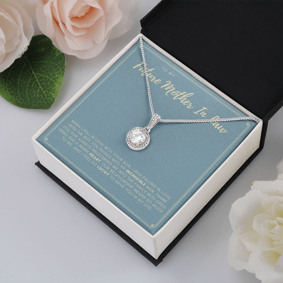 "Lucky To Have You" Future Mother-In-Law Law Necklace Gift From Daughter-in-law Son-in-law Eternal Hope Pendant Jewelry Box Birthday Wedding Christmas Thanksgiving