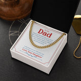 "Little Girl Greatest Hero" Dad Necklace Gift From Daughter Cuban Link Chain Jewelry Box Fathers Day Birthday Christmas Valentines